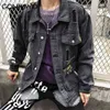 Gonthwid Mens Denim Jacket Streetwear Hip Hop Broderad Van Gogh Starry Night Distressed Destroyed Jean Coats Blue 211214