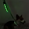Dog Collar Smycze LED Nylon Lead Leash dla psów Koty Spacer Liny Outdoor Security Trening Pet Harness USB Charging130cm