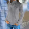 2020 Mode Automne Hiver Solide Gris Col Roulé Plus Taille Pulls Femmes Casual Manches Longues Pulls Tricotés pour Dames Jumpers X0721