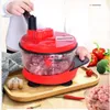 2L Kitchen Accessories Manual Food Processor Blender Potato Crusher Minced Meat Mincer Grinder Hand Vegetable Mixer Cutter 210317