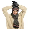 Outdoor Houd Warm Winter Gebreide Wol Sjaal Hoed Handschoen Sets voor Man Vrouw Gestreept Thicken Cold Protection Pak