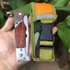 AK47 Automatic Tactical Folding Knife 440C Wood Handle Outdoor Camping Hunting Survival Pocket Utility EDC Tools with Nylong Bag