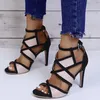 2022 Ny design Patchwork High Shoes Cut-Outs Womens Prom Pumps Strap Cross Open Toe Sandals Dress Shoes