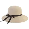 Szeroki Brim Kapelusze Kobiety Składany Bowknot Design Lato Panie Przenośne Regulowany Słomy Podróż Anti UV Plaża Floppy Sun Hat