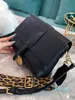 Designer- Black leopard print shoulder strap shopping bag designer leather luxury lady messenger handbag269j