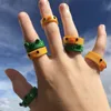 Mignon Bear Frog Ring Polymer Argile Rings Rings For Girls Animal Bijoux Femmes Cadeaux de voyage de mode d'été