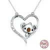 Authentieke 925 sterling zilveren hart hanger koala ketting vrouw mode zirkoon sieraden meisje verjaardag huwelijksgeschenk