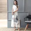 Zomer vrouwen cheongsam qipao avondjurk Chinese oosterse lmproved inkt print jurken traditionele bruiloft etnische kleding