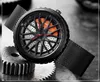 Moda tendencia personalidad reloj para hombre ahueca hacia fuera el borde del coche relojes cuarzo hombres relojes de pulsera