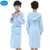 kids cotton bathrobe boy hooded long children for girls roupao blue pajamas bath sleepwear night wear 211130