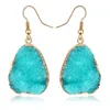 Simple Druzy Drusy goutte d'eau breloques boucles d'oreilles résine à la main boucles d'oreilles en or pour les femmes fête cadeau d'anniversaire