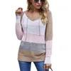 Herbst Gestrickte Pullover Pullover Frauen Mode Langarm Patchwork Farbe Plus Größe Beiläufige Lose Damen Pullover Tops 210608