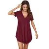 Women's Summer Sleepwear Short Sleeve Lingerie Sleep Dress Sexy Home Clothes Nightie Nightgown Nightwear Robe Nighty Nightdress 210924