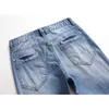 Spring Summer European American Men's Small Straight Jeans Holes Hand-painted Brushes Paint Spots Men's Trousers X0621