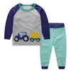 Hoppmätare Långärmad Bomull Bottu Boys Cartoon Clothing Set för vinter Girls 2 st Passar Mode Kids Outfits 210529