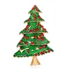 Pins, broches donia jóias de natal liga vermelho strass verde esmalte árvore broche casaco chapéu saco acessórios