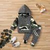 2st Baby Boy Street Style Camouflage satser hooded mode långärmad spädbarn kläder för 210528