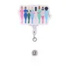 10 pz/lotto Portachiavi Personalizzati Mix Design Ambulanza Lady Girl Acrilico Porta Badge Medico Retrattile Yoyo Pull Reel Medici ID Carta di Nome Per Il Regalo