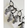 Hooks & Rails Key Hook Black And White Chain Twist Knot Pendant Female Creative Lattice Bag Cloth Schoolbag Accessories