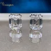 Vinregem 100 925 Sterling Silver Emerald Cut G作成されたMoissanite Diamonds Gemstone Earrings Ear Studs Fine Jewelry Whole 2106442183