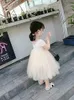 Ins Baby Girl Tutu Dresses Kid Off Spalla Estate Party Elegante Solid Color Agaric Pizzo Garza gonna 3 colori