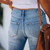 Jeans a gamba larga da donna a vita alta Stretch Skinny Mom Jean Bell Bottom Abbigliamento Pantaloni svasati Bootcut in denim blu Pantaloni autunno 2021