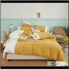 Sets Supplies Textiles Home & Gardensoft Washed Cotton Embroidery Bedding Set White Bedlinen Queen King Pillowcase Bedclothes Flat Duvet Bed