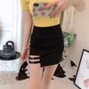 Sexy bag buttocks show thin black skirt female 2021 new Hong Kong chic slim personality high waist skirt X0428