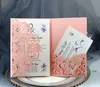 Lace Bröllop Inbjudningskort Kort Full uppsättning Laser Cut Hollow Out Tri-Fold Pocket Cover Greeting Cards Engagement Födelsedagsfest SuppliesLd12614