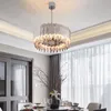 Candelabros de lujo para sala de estar, candelabro moderno, cadena redonda para restaurante, lámpara de decoración del hogar cromada de cristal