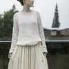 Johanature Woman Vintage Bandage платья O-образным вырезом с длинным рукавом осень бежевые белые женщины одежда простые платья 210521