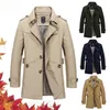 봄 가을 남자 비즈니스 긴 재킷 캐주얼 윈드 브레이커 트렌치 코트 패션 오버 코트 210819
