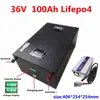 batteria al litio impermeabile 36V 100Ah lifepo4 BMS con bluetooth per veicolo E ciclomotore scooter triciclo UPS + caricabatterie 10A