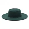 Winter Fedora Hüte für Männer Frauen Mode Solide Farbe Wide Krempe Wolle Filz Jazz Fedora Hut Unisex Flache Top Bow Cap