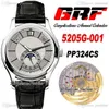 GRF V2 5205G-001 A324 Automatyczny Męski Zegarek Komplikacje Roczny Kalendarz Stalowa Koperta Fazy Księżyca Biała Tarcza Skórzane Zegarki PP324SC Super Edition Puretime A1