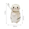 New Cute Cat Ceramics Coffee Mug With Spoon Creative Hand Painted Drinkware Milk Tea Cups Novelty Gifts