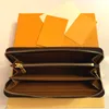 Fashion Women de haute qualité portefeuille de portefeuille en cuir authentique portefeuille classique portefeuille à fermeture à glissière simple avec sac à poussière en boîte orange 211d