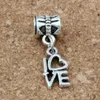 50pcs Dangle Ancient Silver Love Charms Big Hole Koraliki Fit European Charm Branslet Jewelry 8 x 26mm204k