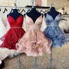 Sparkle Short Homecoming Dresses Sexy Sweetheart Back Crisscross Cocktail Glitter Shiny Ruffles Robes De Party