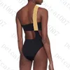 Charm Womens Swimwear Beach Bikini Gold Print Swimsuit Bodysuit Bikinis One Shoulder Ladies Bathing Suit