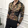 Stampa Camicia da uomo Abbigliamento da club di moda Camicie eleganti da festa barocche Camisa a maniche lunghe floreali di marca firmate da uomo