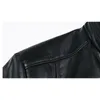 Men's Stand Collar Bomber Faux Leather Jacket Winter Zipper Front PU Leather Baseball Jacket Coat Chaquetas Hombre 5XL 210522