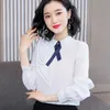 Koreanska Kvinnor Chiffon Blouses Plus Size Elegant Solid Ruffles Blusas Mujer de Moda Ladies Top 210531