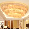 American Modern Golden Oval Crystal taklampor Fixtur Led Light europeiska avlånga hängande lampor Hotellobby Parlor Hall Hem inomhusbelysning 3 Färg Dimbar