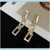 Charm Jewelryaretes indelebles de alta calidad, aretes de estilo moderno galvanoplastia larga de oro real geométrico Drop Delivery 2021 Ekhte