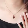 Crystal Womens Necklaces Pendant New jewelry falling love female rose gold inlaid red silver plated