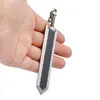 Keychains Design 3D Handmade Stainless Steel Sword Keychain Japan Anime Berserk Props Knife Keyring Accessory Glaive Car Charm