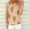 Kvinnor Crop Top Summer Strap Cactus Print Tank Topps Croped Feminino Ladies Elastic Casual Shirt Vest Camisole