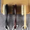 Saç Fırçaları Doğal Yumuşak Keçi Kıl Süpürme Fırçası Erkekler sakal tarağı Oval Ahşap Saplı Berber Toz Kırık Temizleme Aracı