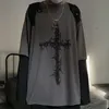 T-shirt da donna Fernan Grunge Print Graphic Tees T-shirt gotiche a maniche lunghe da donna Punk Mall Goth Black Tops Oversize E Girl Oversize Cloth